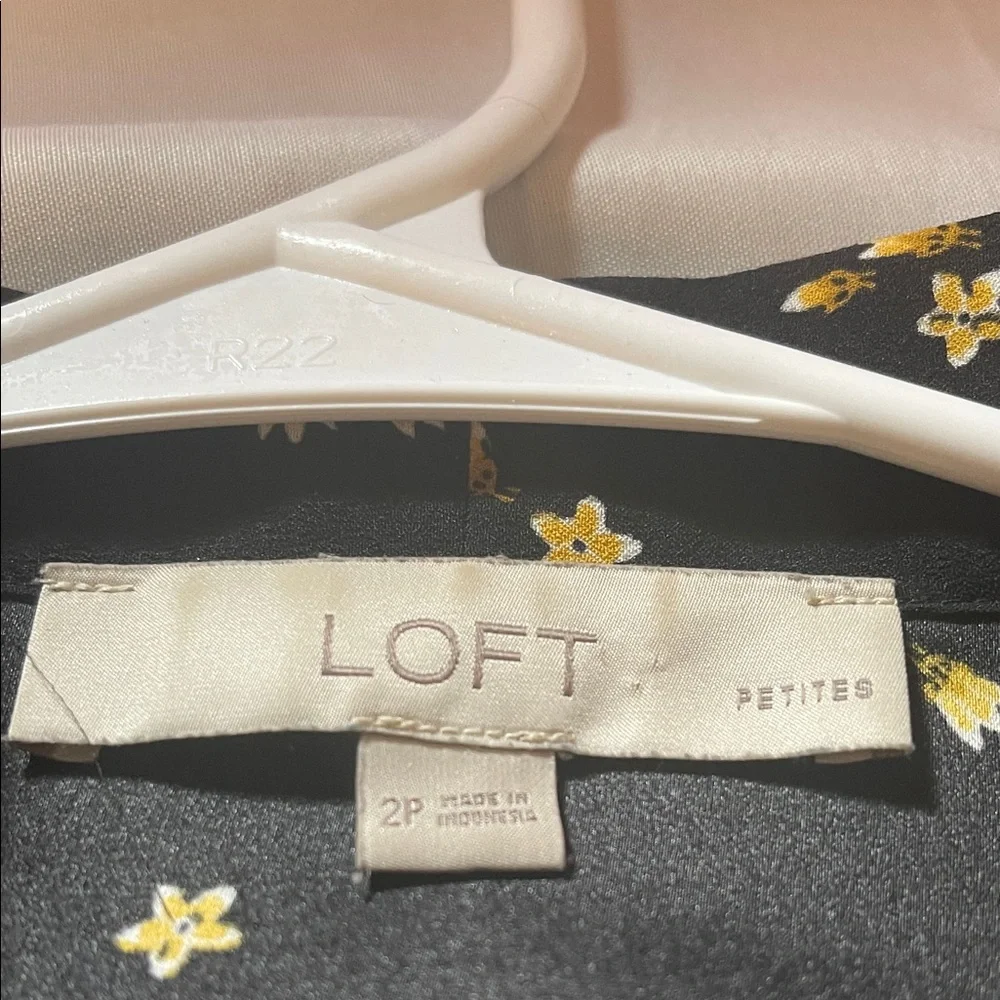 LOFT Black Floral Long Sleeve Dress - Picture 3 of 12